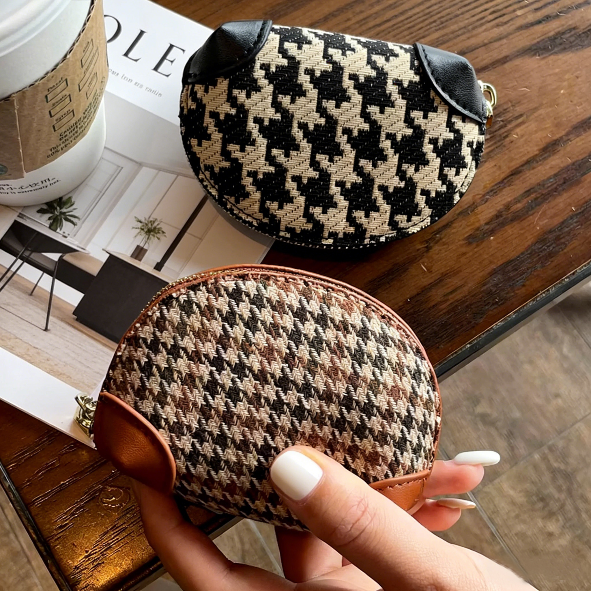 千鸟格零钱包女士迷你小巧小众网红ins美德拉老钱风手拿气质钱包,箱包皮具/热销女包/男包,钱包,淘宝优惠券,粉丝福利购,淘宝优惠卷