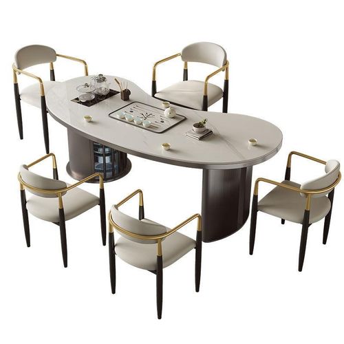 家用组合岩板茶台功夫茶泡茶桌桌椅F桌椅简约现代腰型意式轻奢喝