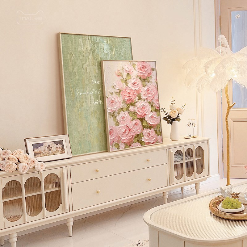 玄关电视床头柜装饰摆画法式挂画桌面花卉I艺术壁画2024新款客厅