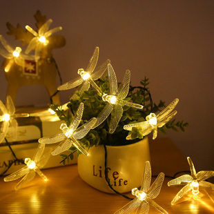 太阳能蜻蜓灯串蜜蜂闪灯庭院节日气氛装饰灯防水阳台花园挂树彩灯