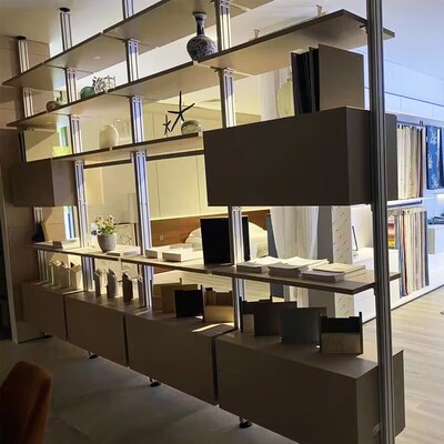 网红顶公立地展示架货架陈列柜架简办天室隔断置物极满墙书柜书架