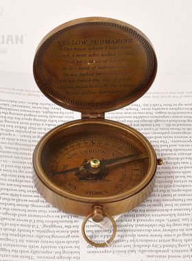 印度进口黄铜复古怀旧可挂便携指南针户外旅游登山指北针车载罗盘