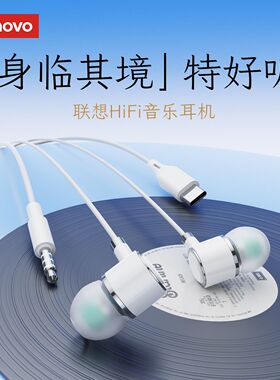 联想Y105入耳式有线耳机Type-C高音质线控游戏K歌电竞小耳塞圆孔