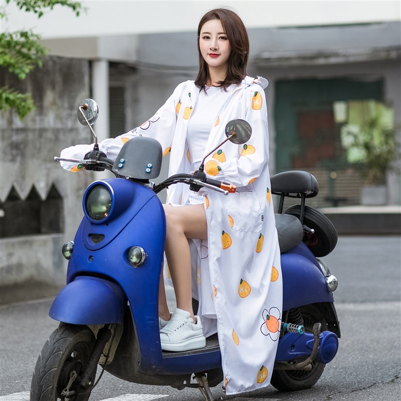 骑车防晒衣女夏季全身电动车长款防紫外线披肩摩托车遮阳衣