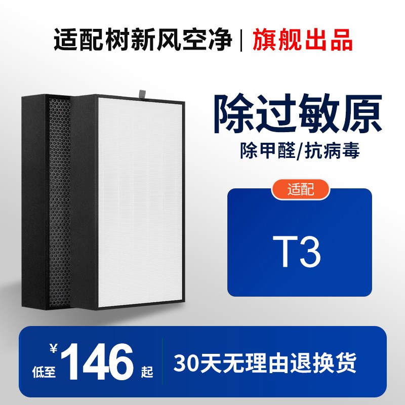 适配树新风空气净化器滤芯T3/T2除甲醛霾PM2.5活性炭过滤器网