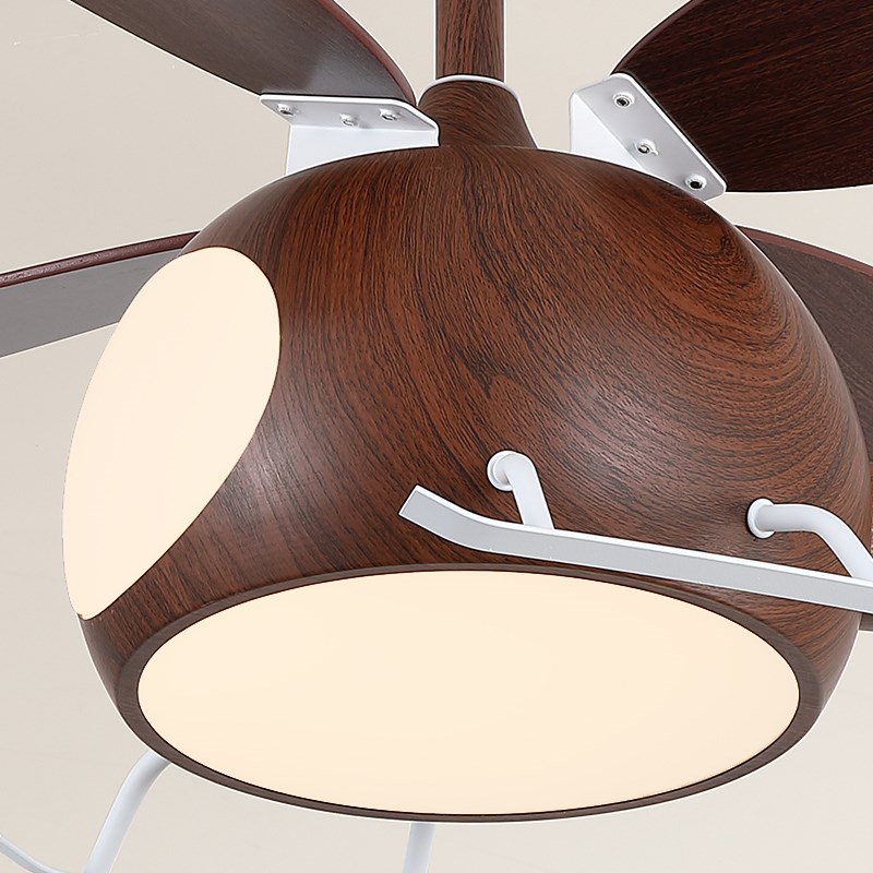 飞机风扇灯复古实木扇叶吊扇灯个性创意全光谱护眼中古风儿童房灯