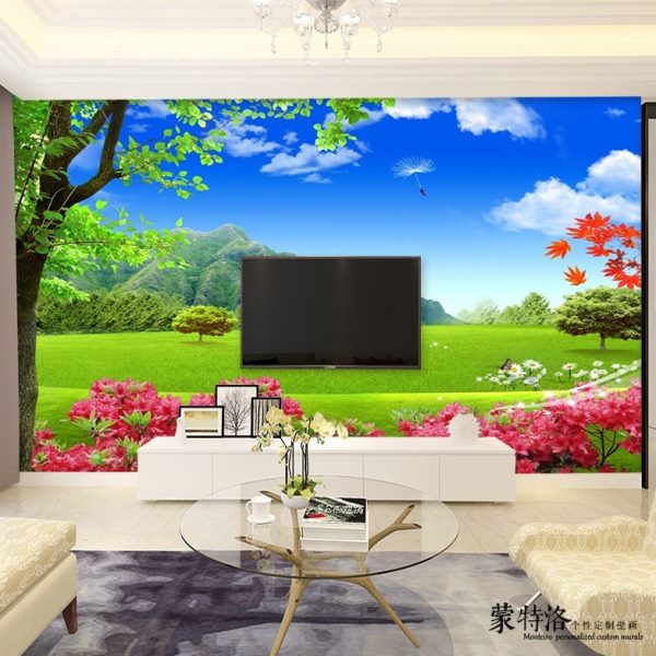3d电视背景影视墙壁纸风格山水风景壁画客厅大气5d8d简约美景墙布