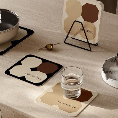 北岛方砖吸水杯垫餐垫防烫锅垫碗垫高级感家用餐桌隔热垫子耐高温