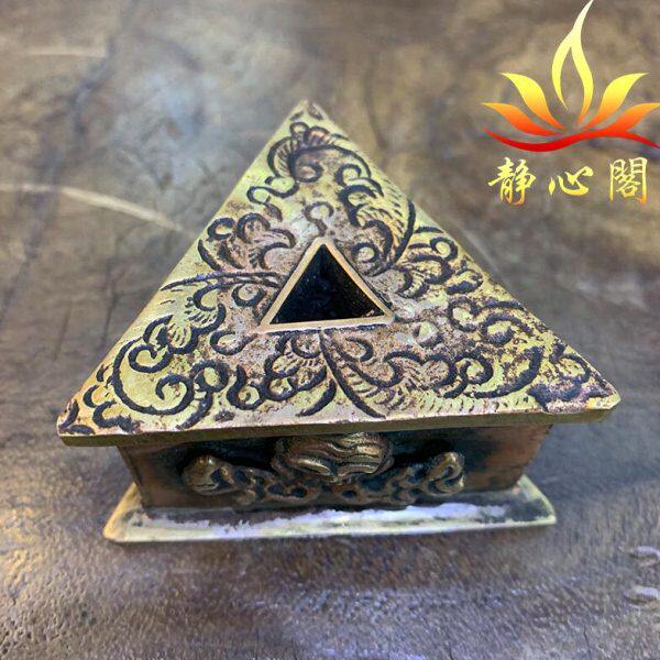 藏式尼泊尔手工雕花黄铜雕刻金刚杵底座普巴撅三角杵配座摆件供佛