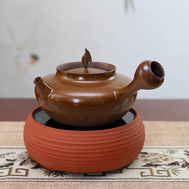 明德园道韵窑变茶具潮汕工夫茶壶手拉朱泥粗陶壶侧把烧水壶电陶炉