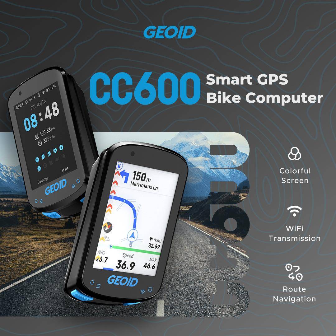 Geoid CC600自行车码表 极遨彩屏英文智能骑行速度里程表箭头导航