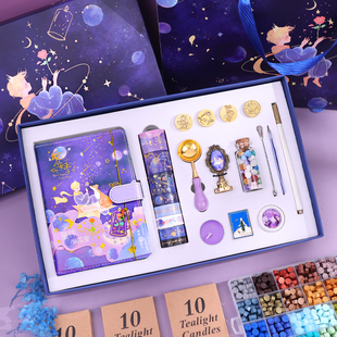 儿童手账本套装手帐礼盒男生女生笔记本子文艺精致卡通少女高颜值