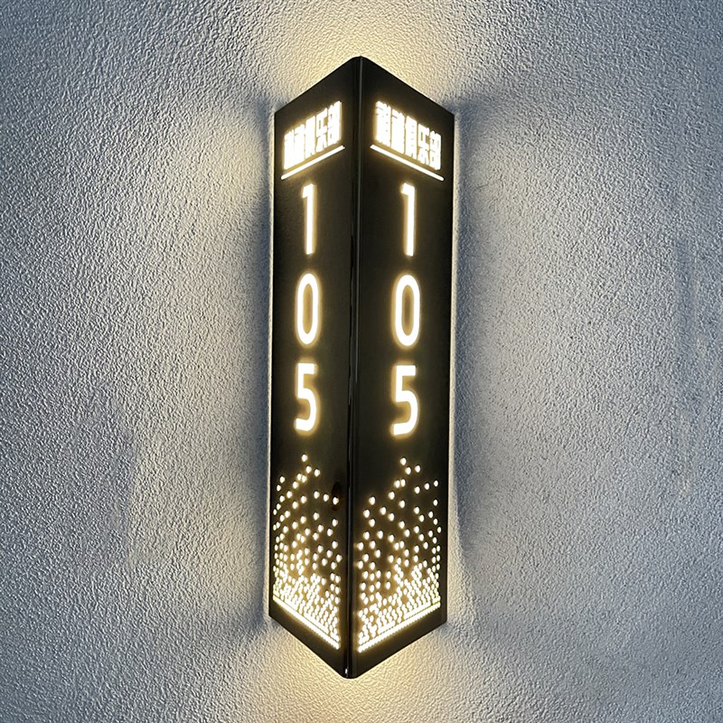 led上下带灯三角发光门牌号定制ktv酒店足浴发光包厢包间号标识牌