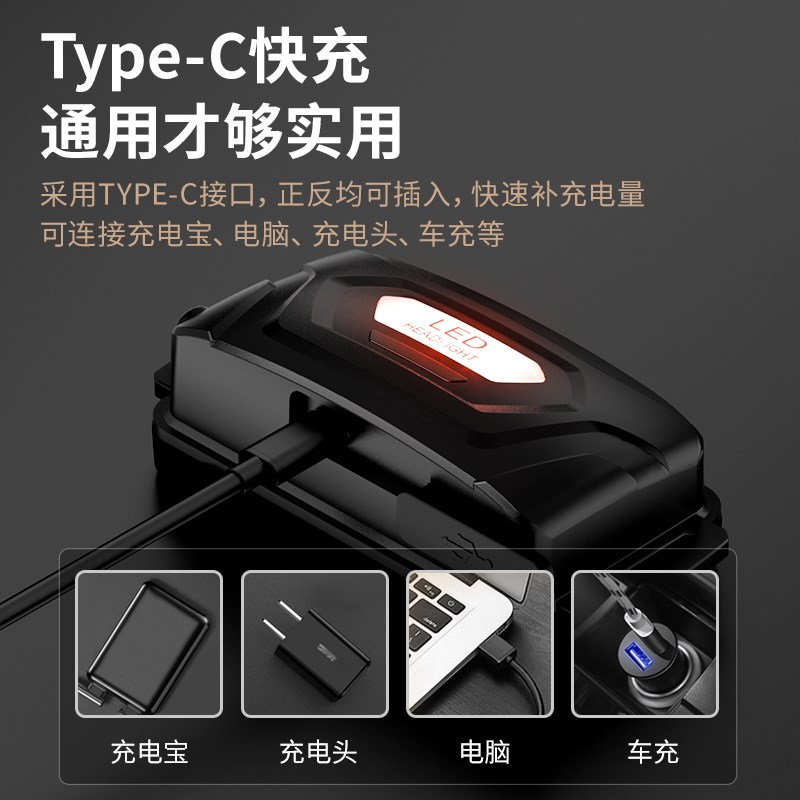 天火强光头灯夜钓灯户外远射可充电头戴式超长续航手电筒钓鱼