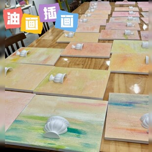 创意手工DIY油画插花制作材料半壁花瓶石膏团建花店沙龙活动布置