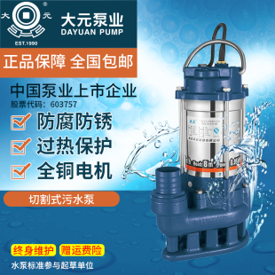 大元 潜污泵铰刀污水泵化粪池排污泵切割泵抽水泵无堵塞排污 切割式