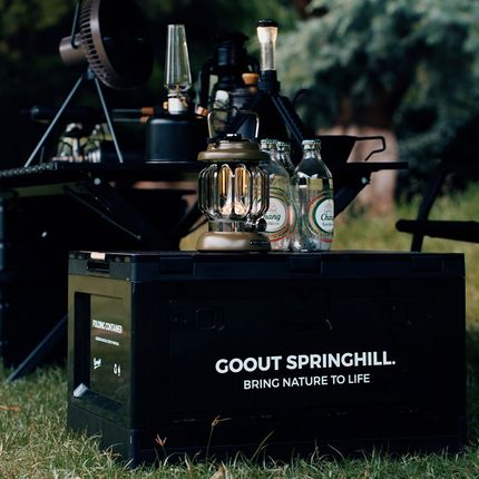 春山户外折叠收纳箱50L大容量侧开门箱桌轻量化露营整理储物箱子