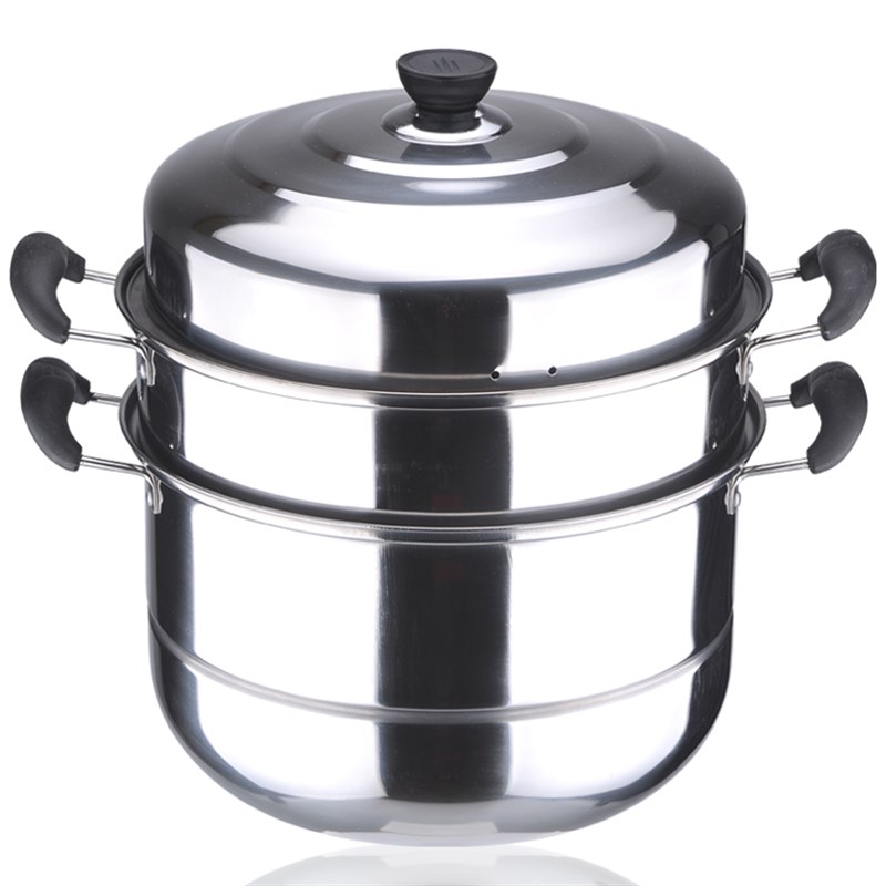 蒸锅不锈钢3层加厚2层大汤锅三层蒸笼双层蒸屉馒头电磁炉30 32CM