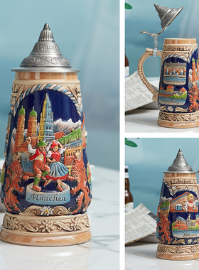 欧式复古创意圣诞礼品德国传统陶瓷啤酒杯酒吧装饰品啤酒节礼品