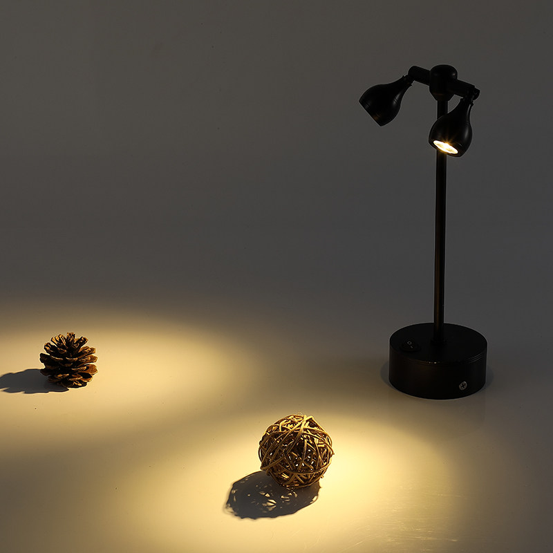 led无线可充电立杆射灯1W3W珠宝柜台展示灯酒吧台餐桌双头射灯
