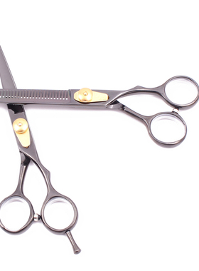 定制LOGO专业理发剪平剪牙剪黑蓝彩金紫色美发剪刘海打薄套装工具