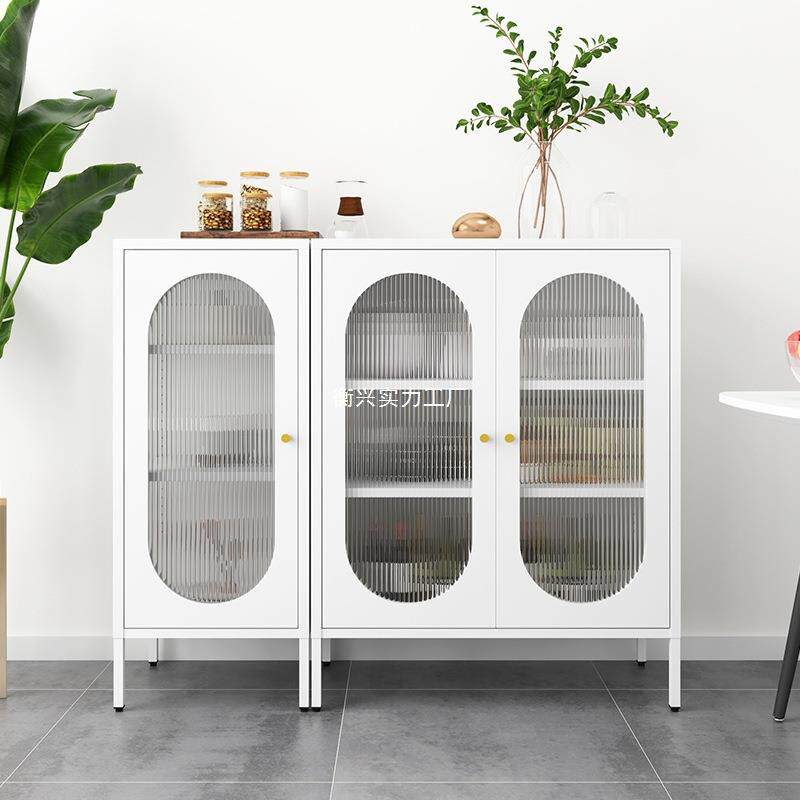 餐边柜子储物柜家用玻璃铁艺现代简约酒柜客厅靠墙置物收纳展示柜