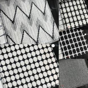 黑白几何图案面料黑白抱枕布沙发布w纹理黑白布料