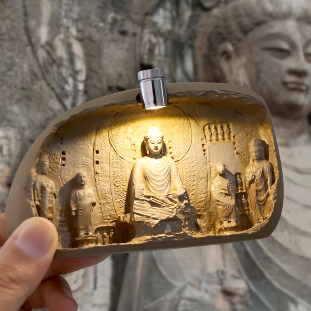 洛阳龙门石窟夜灯佛像浮雕冰箱贴