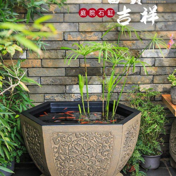 汉韵堂庭院花园鱼缸露台花园造景布置仿石鱼池大口径装饰水养花盆,家居饰品,户外/庭院摆件,淘宝优惠券,粉丝福利购,淘宝优惠卷