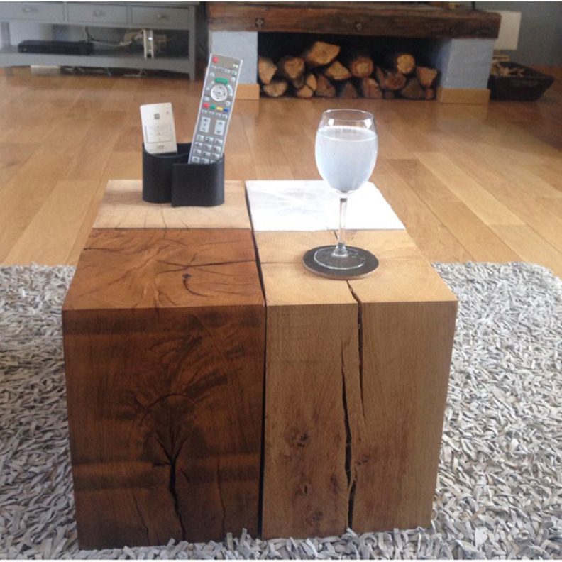 北欧方木墩复古木桩原木凳家用底座民宿茶几矮凳实木墩子创意边几