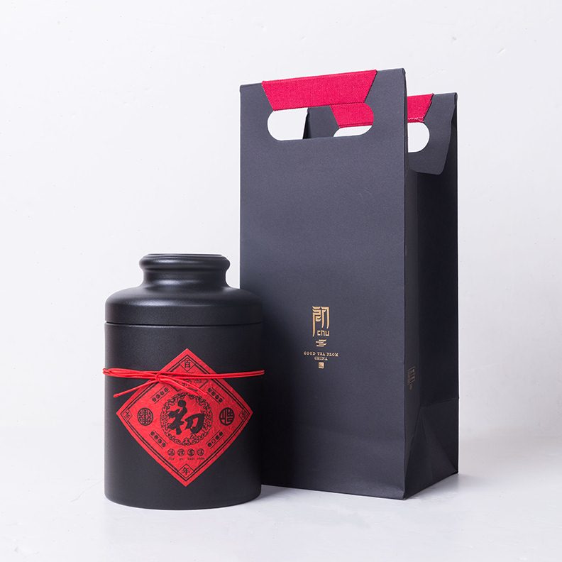 义统 圆形生铁黑色茶叶罐 初16135大红袍250g茶叶罐包装现货定制