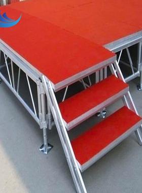 红色铝合金学校表演使用舞台架婚庆服装展销T台演出舞台木板舞台