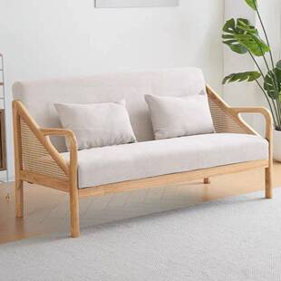 日式原木风阳台休闲区布置桌椅三件套实木看书小沙发茶几组合椅子