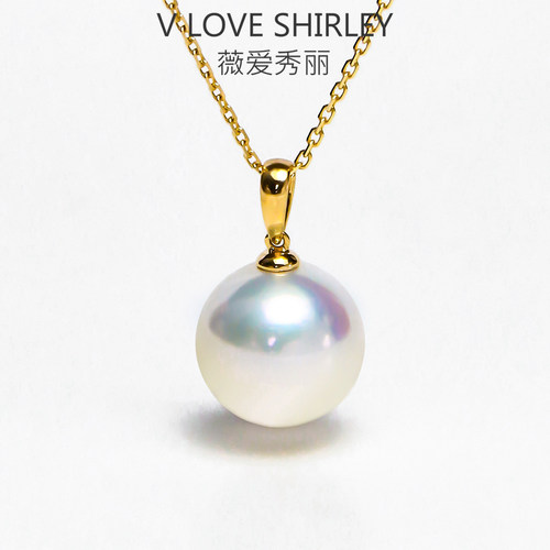 爱迪生珍珠吊坠18k金特厚项链