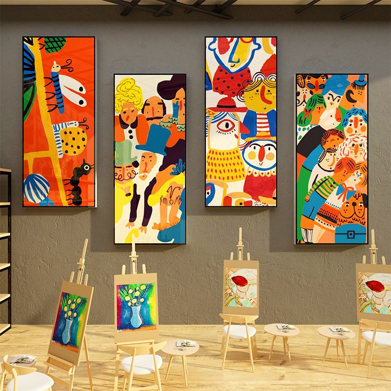 美术教室布置装饰画室儿童画展培训机构文化墙面幼儿园美术室环创