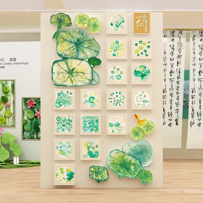 幼儿园墙面装饰夏天季荷花叶主题环创成品材料场景布置文化黑板报