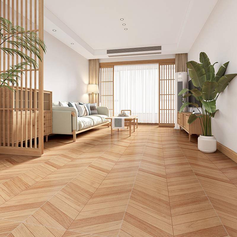 600x1200鱼骨木纹瓷砖柔光复古木纹砖地砖客厅卧室房间防滑地板砖