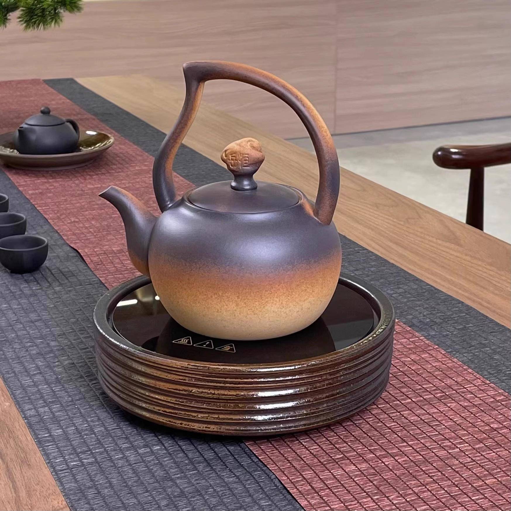 岳恒墨上君子电陶炉煮茶炉老岩泥茶艺炉陶壶煮茶超薄迷你陶炉电炉