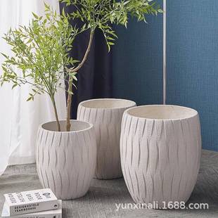 创意特大号花盆大口径镁泥盆客厅办公室绿植盆栽南天竹专用摆件