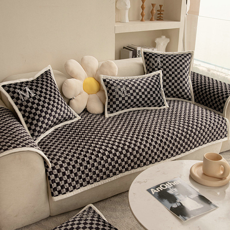 黑白棋盘格四季通用客厅沙发垫现代轻奢方块格防滑坐垫风耐脏,居家布艺,沙发垫,淘宝优惠券,粉丝福利购,淘宝优惠卷