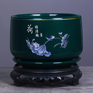 花盆陶瓷带托盘清仓创意室内大号桌面绿萝吊兰植物简约君子兰花盆