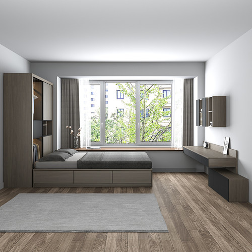 榻榻米衣柜床一体靠墙小户型次卧室现代简约多功能组合儿童储物床