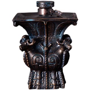 仿古陶瓷酒瓶四羊方尊中式高档装饰摆件3/5/10斤容量储酒空酒坛子