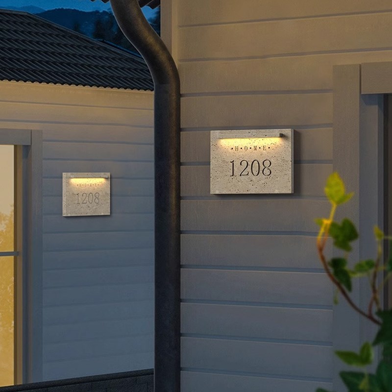 户外灯门牌灯一门一景门口灯防水别墅商铺logo洞石W发光招牌灯定