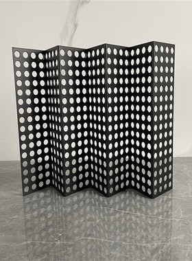 现代简约折e叠桌面镂空网片屏风金属托盘样板房售楼处软装饰品摆