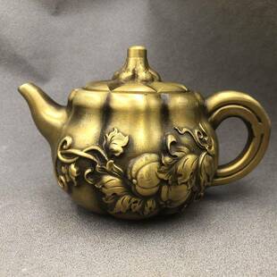 铜壶水壶茶壶泡茶壶手把件瓜藤南瓜壶可实用酒壶家居摆件工艺品