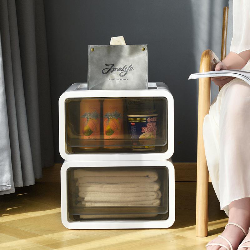 哇喔抽屉式收纳箱塑料衣柜衣服储物整理箱家用日式收纳盒透明