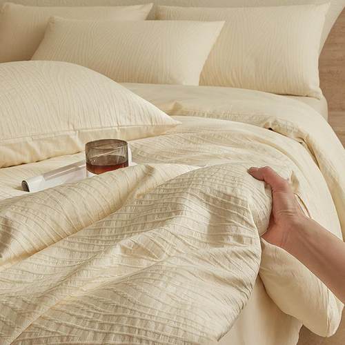 2025全棉纯棉三层纱浮雕大提花四件套A类全轻奢高级感床单被套罩