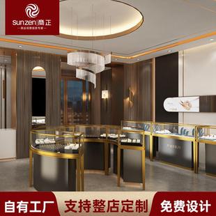 圆弧形珠宝玉器店中岛柜饰品首饰椭圆玻璃柜台翡翠展柜中式 风格