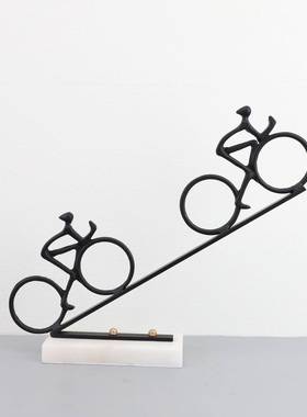 新中式黑色铸铁长腿人摆件样板房售楼部卧室书房客厅桌面玄关饰品